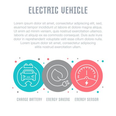 Hat illüstrasyon elektrikli araç. Web afiş ve basılı malzemeleri için kavram. Web sitesi banner ve açılış sayfası için şablon.