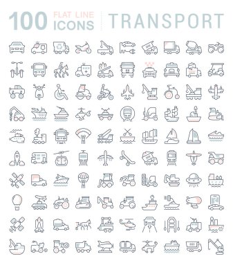 Vektör hat simgeler, işaret ve semboller bir dizi taşıma modern kavramları, web ve apps için düz unsurları ile. İnfographics logolar ve semboller koleksiyonu.