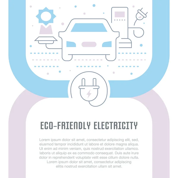 Ilustracja Linia Eko Przyjazny Energii Elektrycznej Pomysł Banery Materiały Drukowane — Wektor stockowy