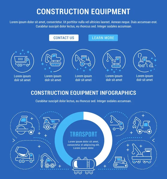 Ilustração Linha Equipamentos Construção Conceito Para Banners Web Materiais Impressos — Vetor de Stock