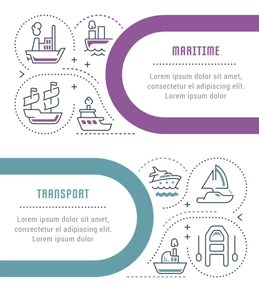 Illustratie Van Lijn Van Het Zeevervoer Concept Voor Webbanners Drukwerk — Stockvector