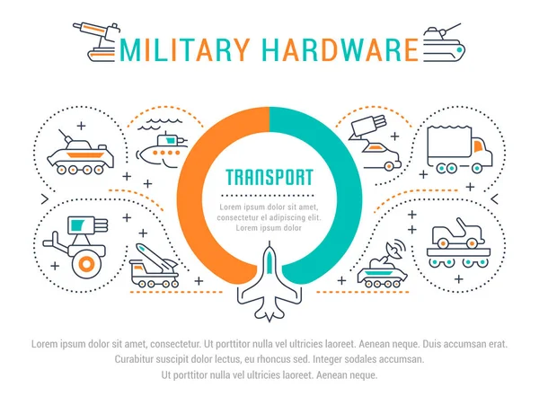 Ilustración Línea Hardware Militar Concepto Para Banners Web Materiales Impresos — Archivo Imágenes Vectoriales