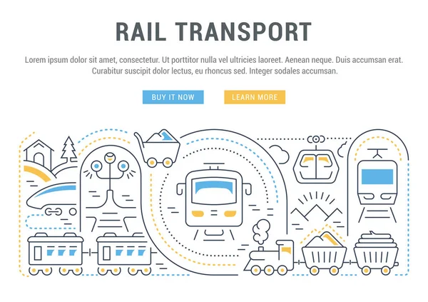 Línea Ilustrativa Del Transporte Ferroviario Concepto Para Banners Web Materiales — Vector de stock