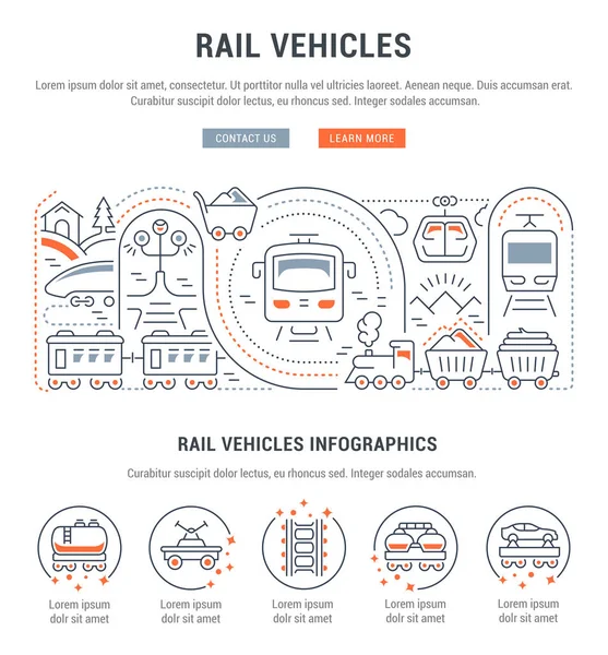 Ilustracja Linia Pojazdów Szynowych Pomysł Banery Materiały Drukowane Szablon Przycisków — Wektor stockowy