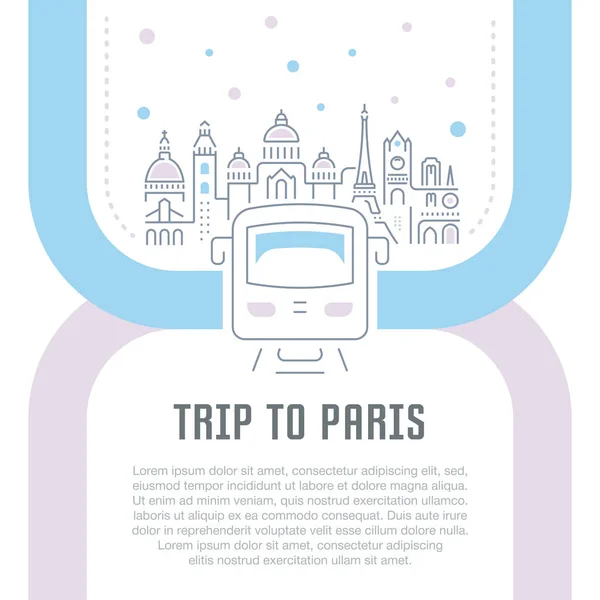 Ilustración Lineal Del Viaje París Concepto Para Banners Web Materiales — Vector de stock