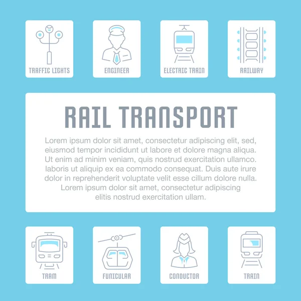 Illustration Linéaire Transport Ferroviaire Concept Pour Bannières Web Matériaux Imprimés — Image vectorielle