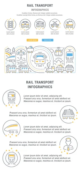 Line Illustration Rail Transport Concept Web Banners Printed Materials Template — Stock Vector