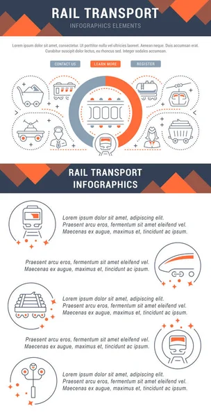 Illustration Linéaire Transport Ferroviaire Concept Pour Bannières Web Matériaux Imprimés — Image vectorielle