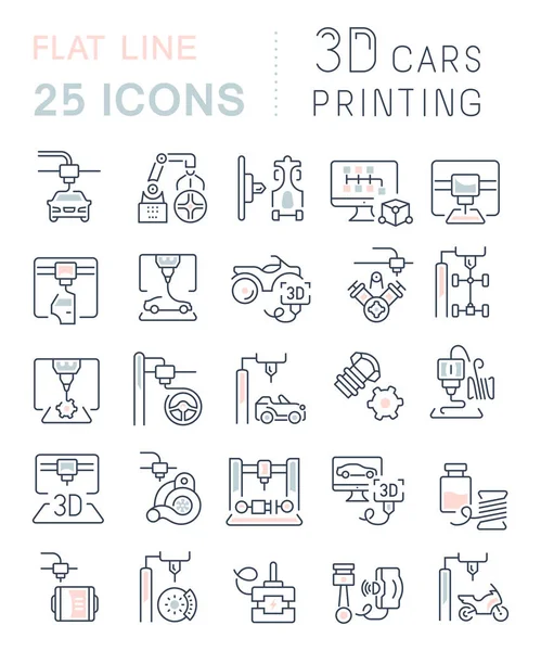 Set Van Vector Lijn Iconen Teken Symbolen Met Vlakke Elementen — Stockvector