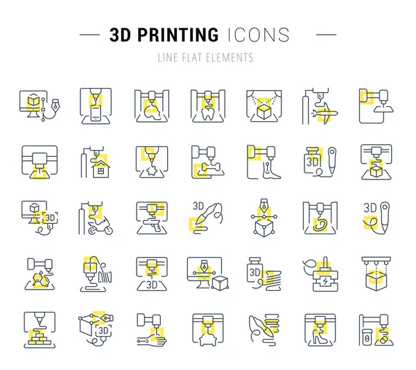 Conjunto Iconos Línea Vectorial Signos Con Cuadrados Amarillos Impresión Para — Archivo Imágenes Vectoriales