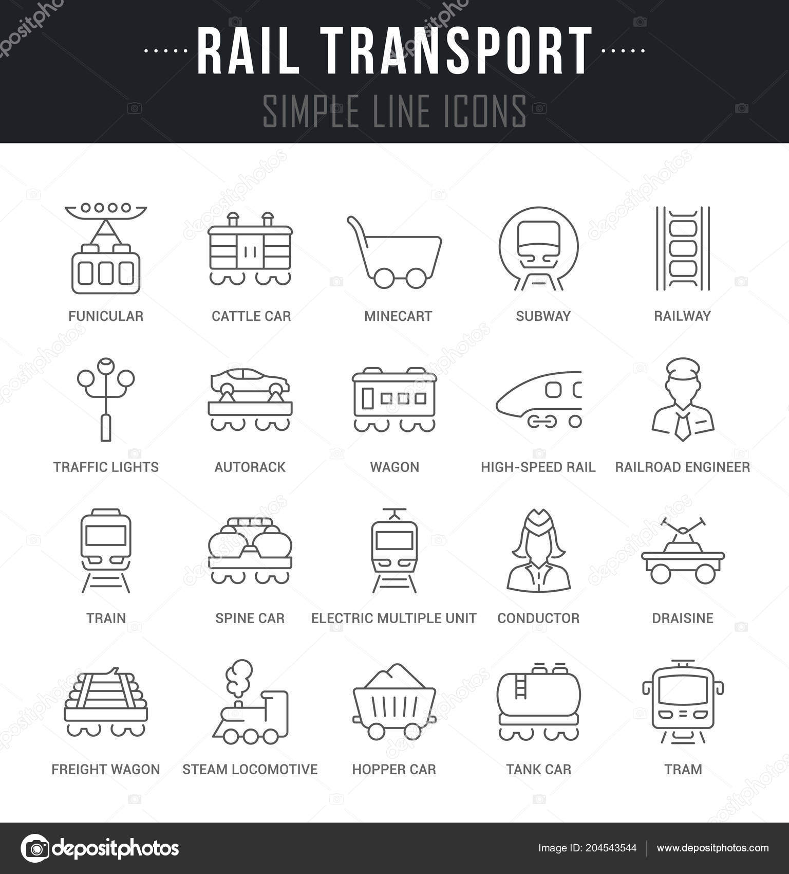 Vetor de Set of transportation means with names. Vector