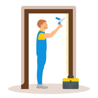 Oluşturucu düz Illustration. Kapı yükleme. Web sayfaları için vektör çizim.