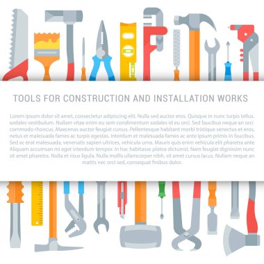 Düz illüstrasyon inşaat ve tesisat işleri için Araçlar.