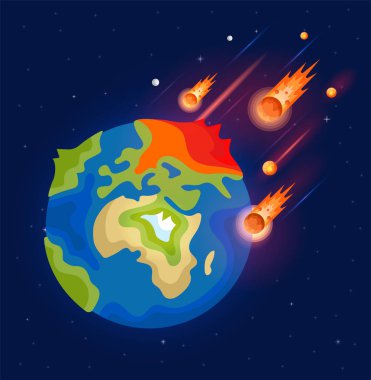 End of the world. An illustration of Comets and the Earth. clipart