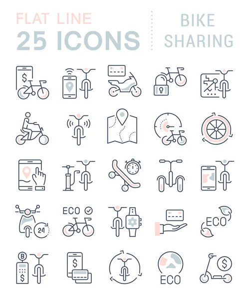Conjunto Iconos Línea Vectorial Signos Símbolos Con Elementos Planos Compartir — Archivo Imágenes Vectoriales