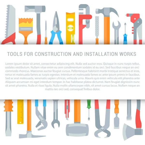 Flat Illustration Tools Construction Installation Works — Stock Vector