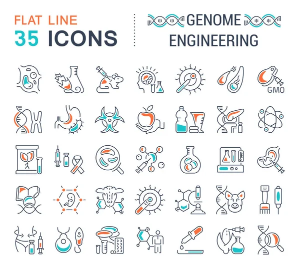 Набор Векторных Иконок Знаков Символов Плоскими Элементами Геномной Инженерии Современных — стоковый вектор