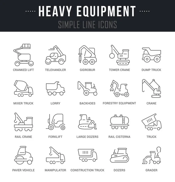무거운 장비의 집합입니다 컬렉션 아이콘 그래픽 요소입니다 그래픽 간단한 — 스톡 벡터