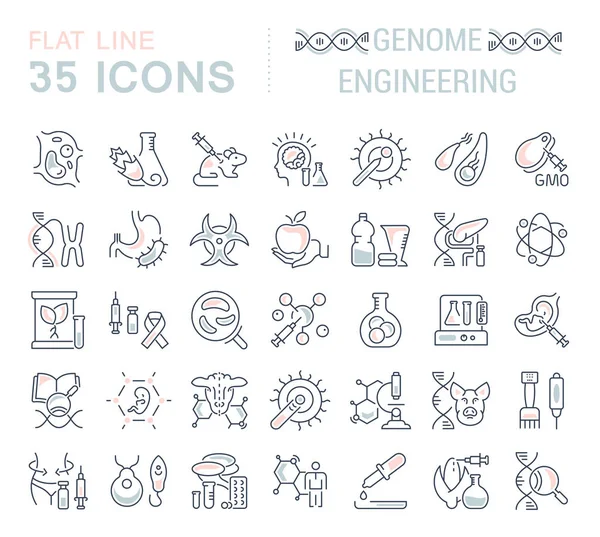 Набор Векторных Иконок Знаков Символов Плоскими Элементами Геномной Инженерии Современных — стоковый вектор