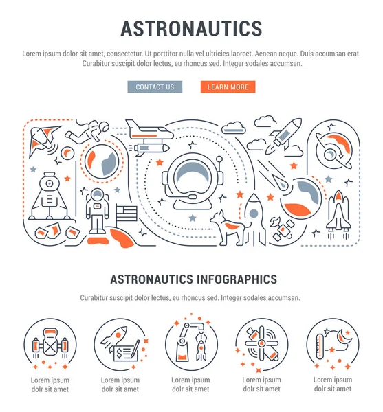 Linia Transparent Astronautyki Wektor Ilustracja Miejsce Obiektów Astronauci Rakiet Statków — Wektor stockowy