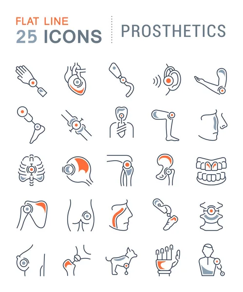 Set Vector Line Icons Flat Elements Prosthetics Modern Concepts Web — Stock Vector