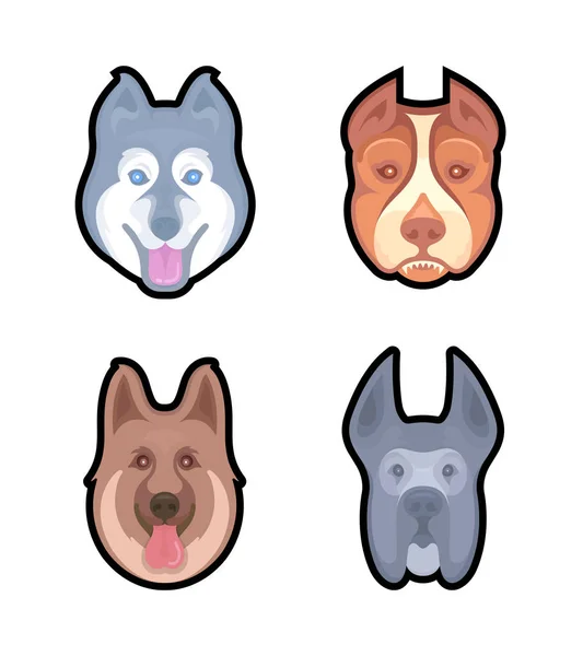 Vektorillustration Pitbull Labrador Retriever Schäfer Siberian Husky Och Grand Danois — Stock vektor