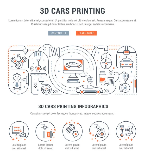 Linienbanner Von Autos Drucken Vektor Illustration Des Prozesses Der Erstellung — Stockvektor
