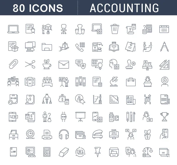 Conjunto Iconos Línea Vectorial Contabilidad Para Conceptos Modernos Web Aplicaciones — Archivo Imágenes Vectoriales