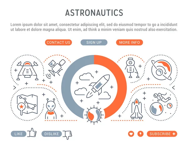 Bandeira Astronáutica Ilustração Vetorial Objetos Espaciais —  Vetores de Stock