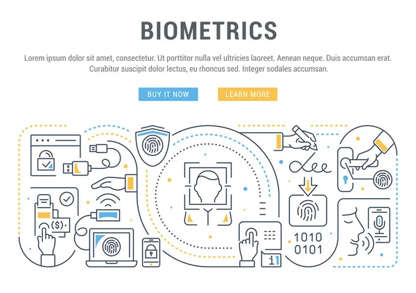 Řádek Hlavičky Biometrie Vektorové Ilustrace Biometrických Technologií — Stockový vektor