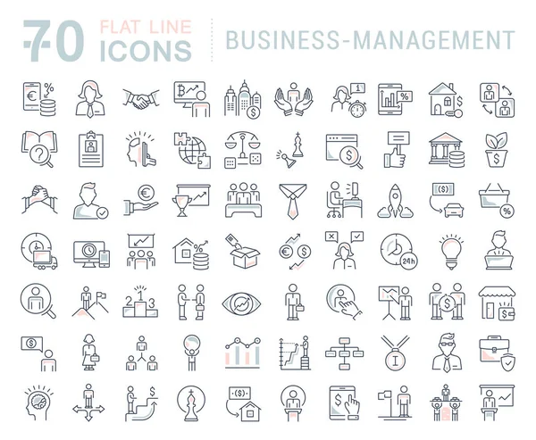 Conjunto Iconos Línea Vectorial Gestión Empresarial Para Conceptos Modernos Web — Vector de stock