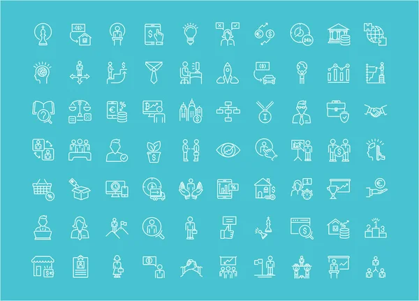 Colección Iconos Blancos Línea Gestión Empresarial Conjunto Elementos Simples Vectoriales — Vector de stock