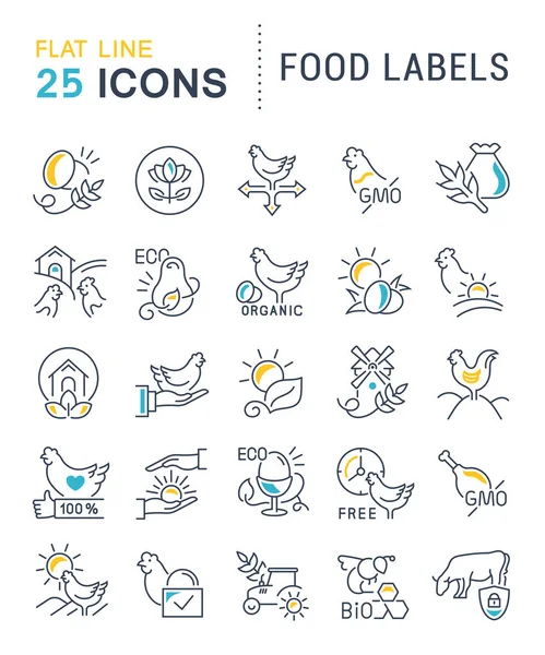 Set Vector Line Icons Food Labels Modern Concepts Web Apps — Stock Vector