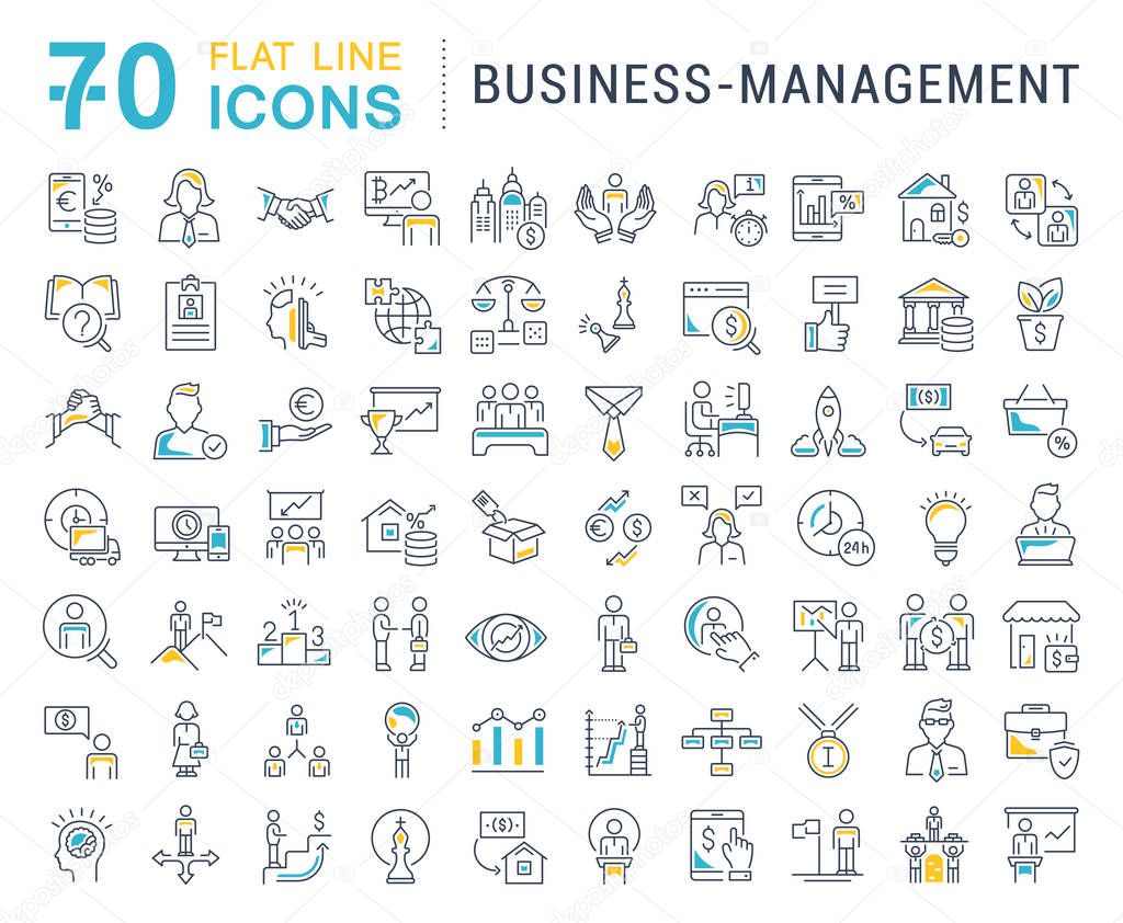 Set of vector line icons of business-management for modern concepts, web and apps.