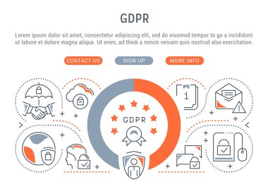 Kişisel verilerin korunması Gdpr. vektör çizim hat afiş.