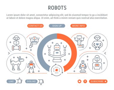 Hat afiş robotlar. Yeni teknolojiler vektör çizim.