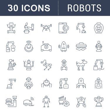 Vektör hat simgeler, işaret ve sembolleri robotlar modern kavramları, web ve uygulamalar için.