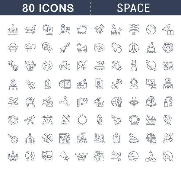Set Vector Line Icons Sign Symbols Space Modern Concepts Web — Stock Vector
