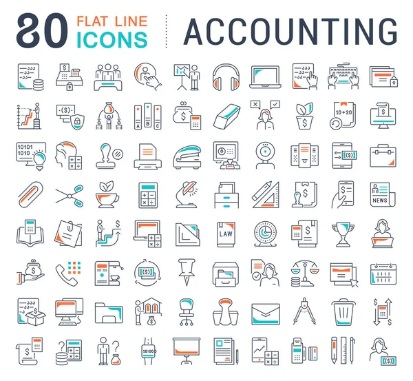 Conjunto Iconos Línea Vectorial Contabilidad Para Conceptos Modernos Web Aplicaciones — Archivo Imágenes Vectoriales