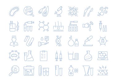 Bakteri ve virüs elemanları telefon kavramları ve web apps ile düz tasarım vektör hat simgeler, işaret ve sembolleri ayarlayın. Koleksiyon modern Infographic logo ve piktogram.