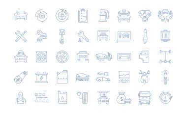 Vektör hat simgeler açık yol araba Servisi, oto tamir ve taşıma elemanları telefon kavramları ve web apps ile ayarlayın. Koleksiyon modern Infographic logo ve piktogram.