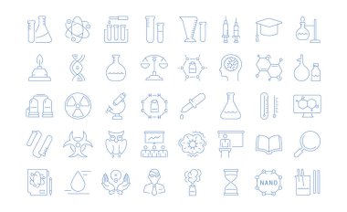 Vektör hat simgeler, işaret ve sembolleri düz tasarım kimya elemanları telefon kavramları ve web apps ile ayarlayın. Koleksiyon modern Infographic logo ve piktogram.