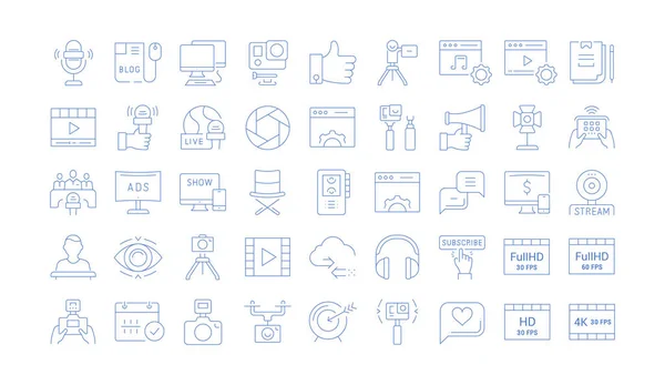 Establezca Iconos Línea Simples Vectoriales Signos Símbolos Blogs Diseño Plano — Archivo Imágenes Vectoriales