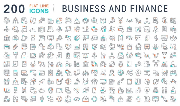 Set Vector Line Icons Business Finance Modern Concepts Web Apps — Stock Vector