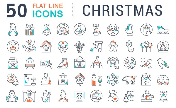 Conjunto Iconos Línea Vectorial Navidad Para Conceptos Modernos Web Aplicaciones — Archivo Imágenes Vectoriales