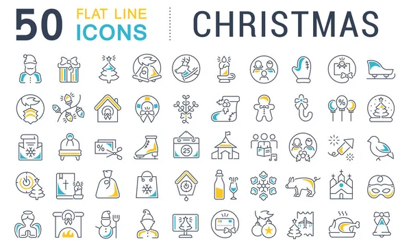 Verzameling Van Vector Iconen Van Lijn Van Kerstmis Voor Moderne — Stockvector