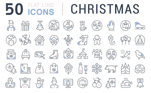 Conjunto Iconos Línea Vectorial Navidad Para Conceptos Modernos Web Aplicaciones — Archivo Imágenes Vectoriales