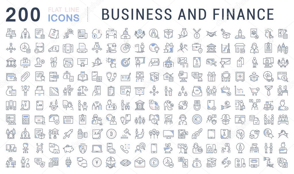 Set of vector line icons of business and finance for modern concepts, web and apps.
