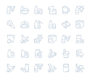 Vektör hat simgeler, işaret ve sembolleri ve modern kavramları, web ve apps için süt ve süt ürünleri kümesi. İnfographics elemanları, logolar ve semboller koleksiyonu.