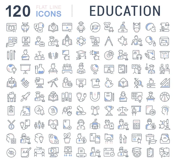 Conjunto Iconos Línea Vectorial Educación Para Conceptos Modernos Web Aplicaciones — Vector de stock